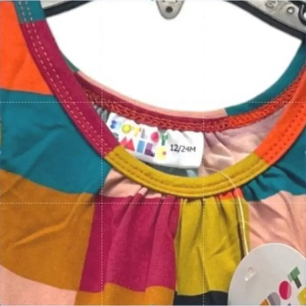 Dot Dot Smile NWT Girls' 12-24m Multicolor Square Pattern Cap Sleeve Swing Dress